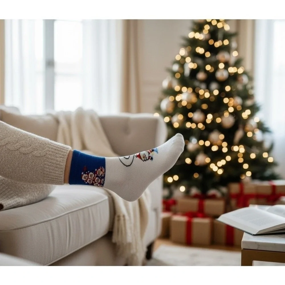 Calcetines Navideños Novedad Tallas 6-9 Unisex Suaves Y Cómodos Paquete‎ De 5